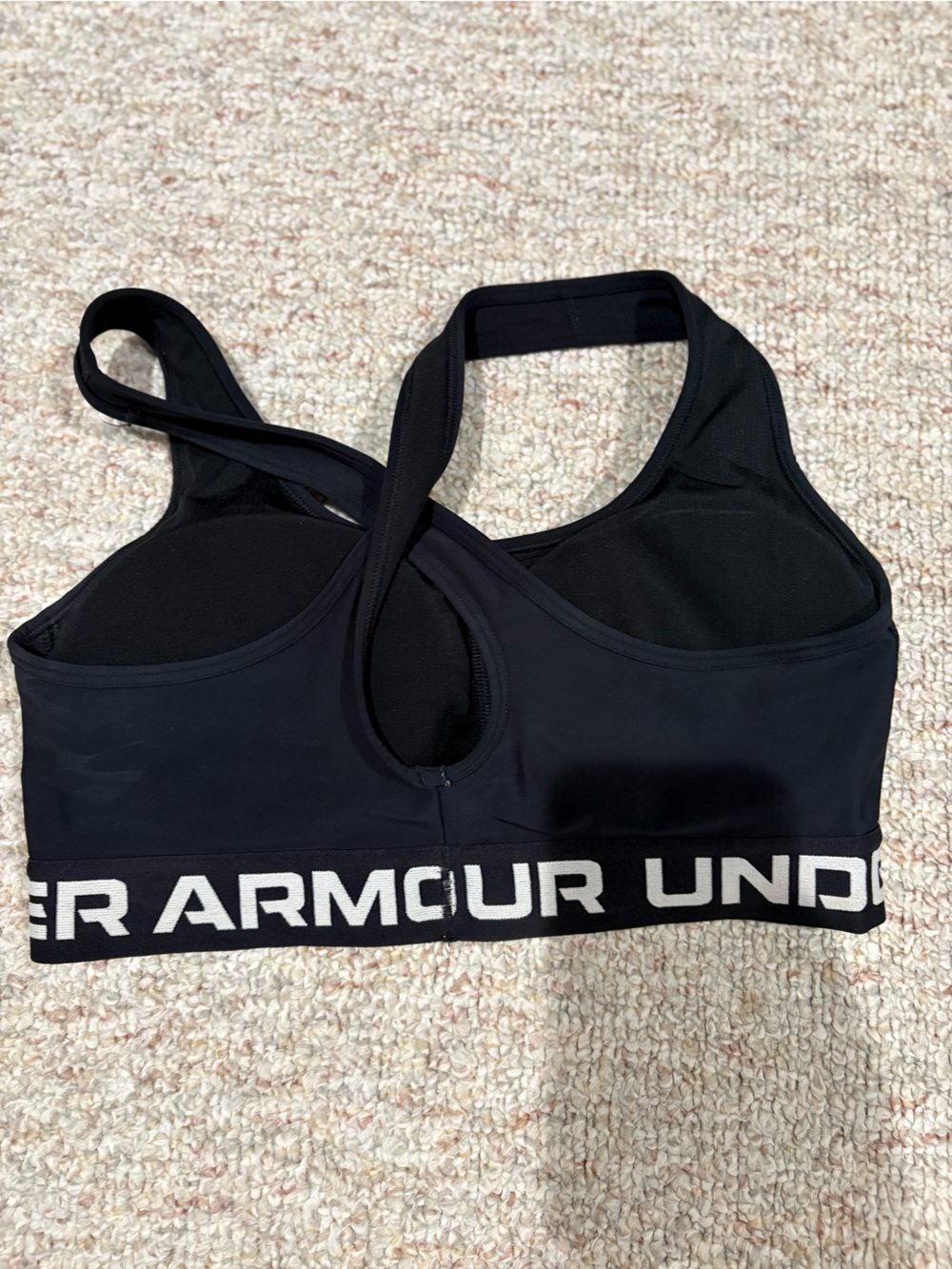 Under Armour Black Crossback Sports Bra with Branded Elastic - Picture 3 of 4